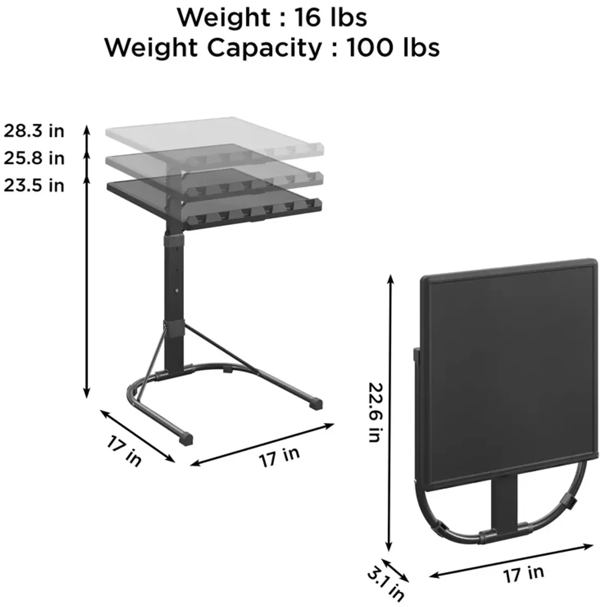 Multi-Functional Adjustable Height Personal Folding Activity Table