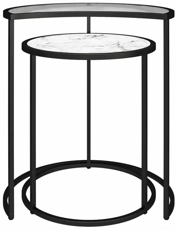 Moon Phases Nesting End Tables with Marble/Glass