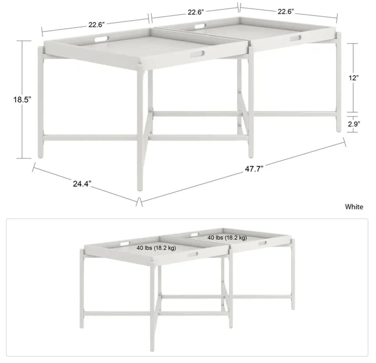 Poly Coffee Table with Removable Tray Top