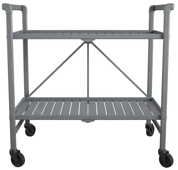 Outdoor Folding Serving Cart with 2 Slatted Shelves