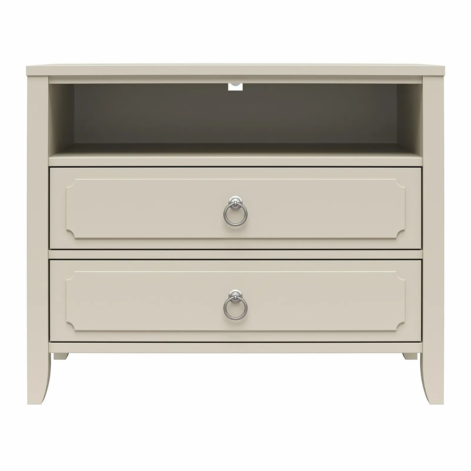 Her Majesty 2 Drawer Nightstand with 1 Open Cubby and 2 Drawers