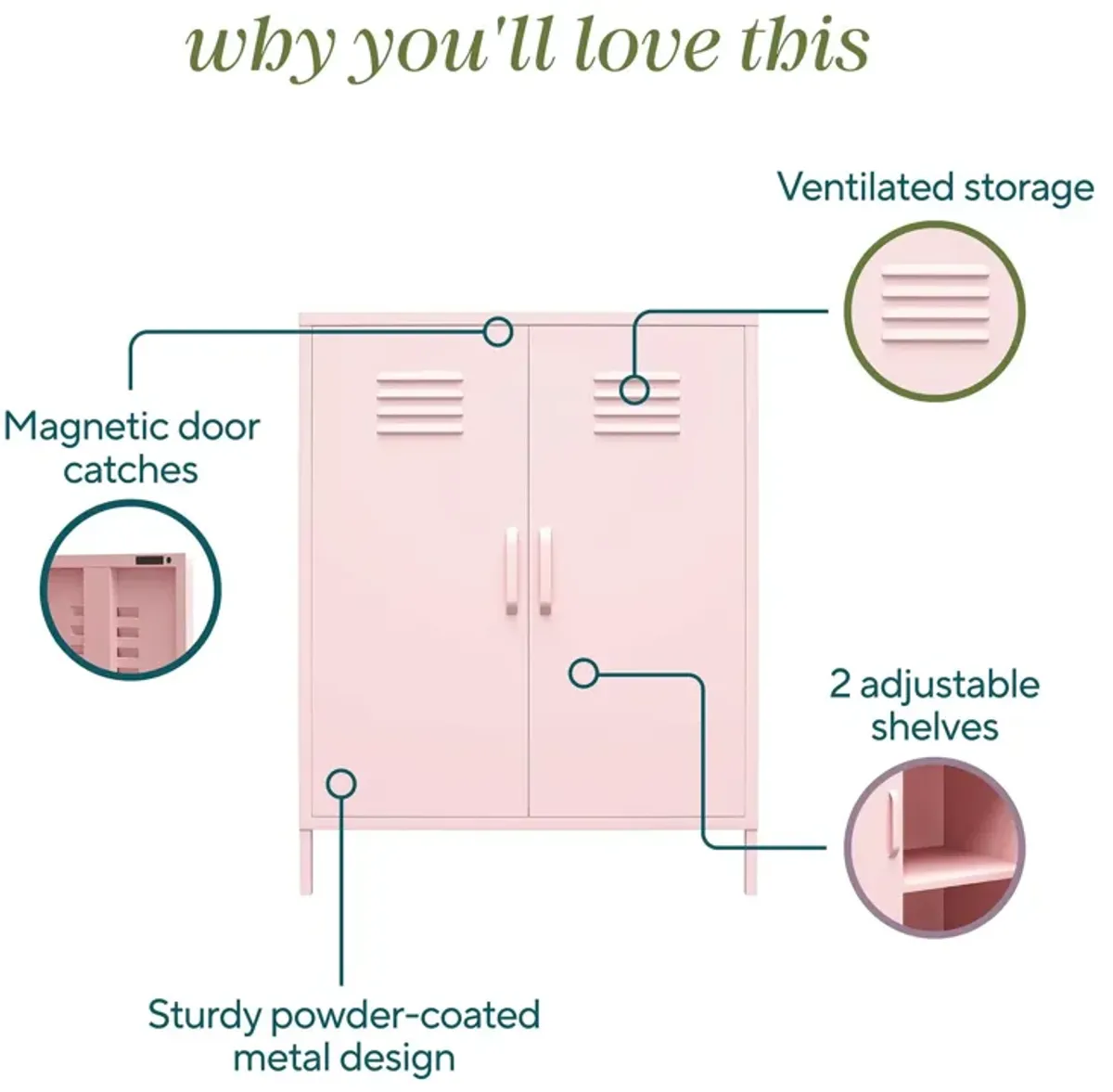 Cache 2 Door Metal Locker Storage Cabinet