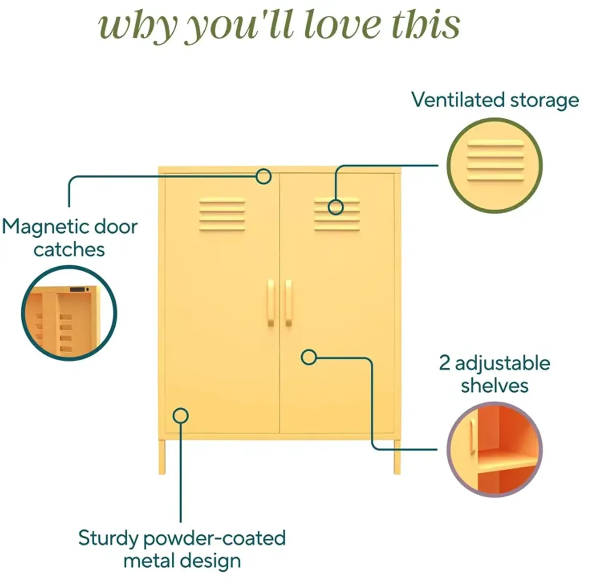 Cache 2 Door Metal Locker Storage Cabinet