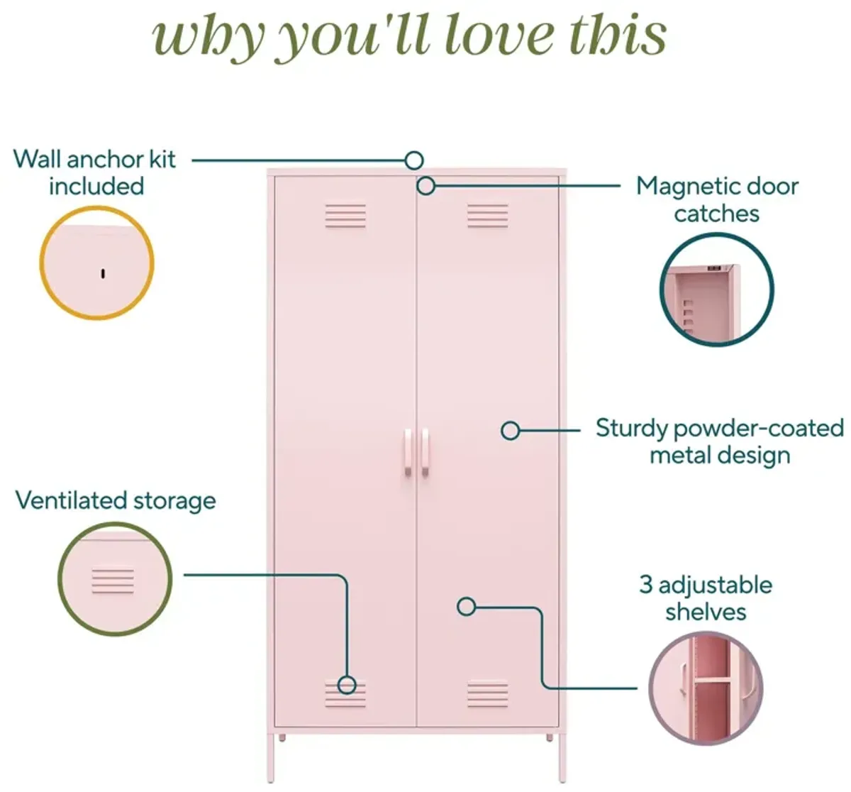 Cache Tall 2 Door Metal Locker Cabinet