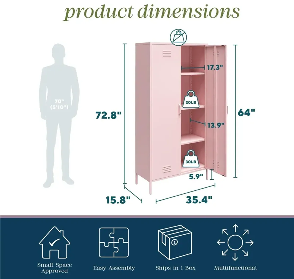 Cache Tall 2 Door Metal Locker Cabinet