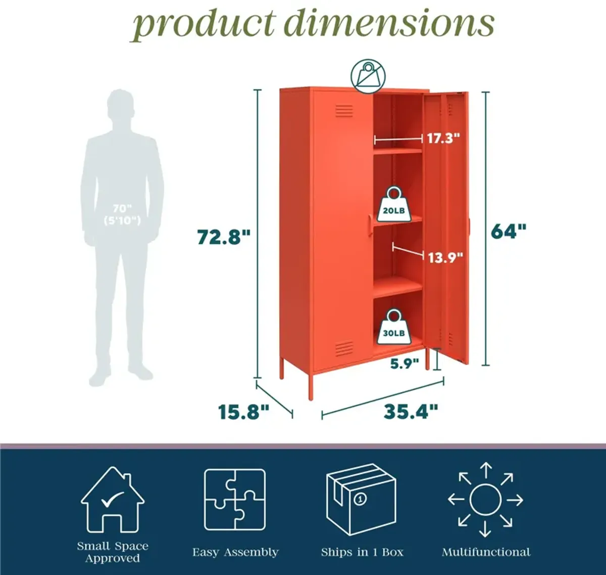 Cache Tall 2 Door Metal Locker Cabinet