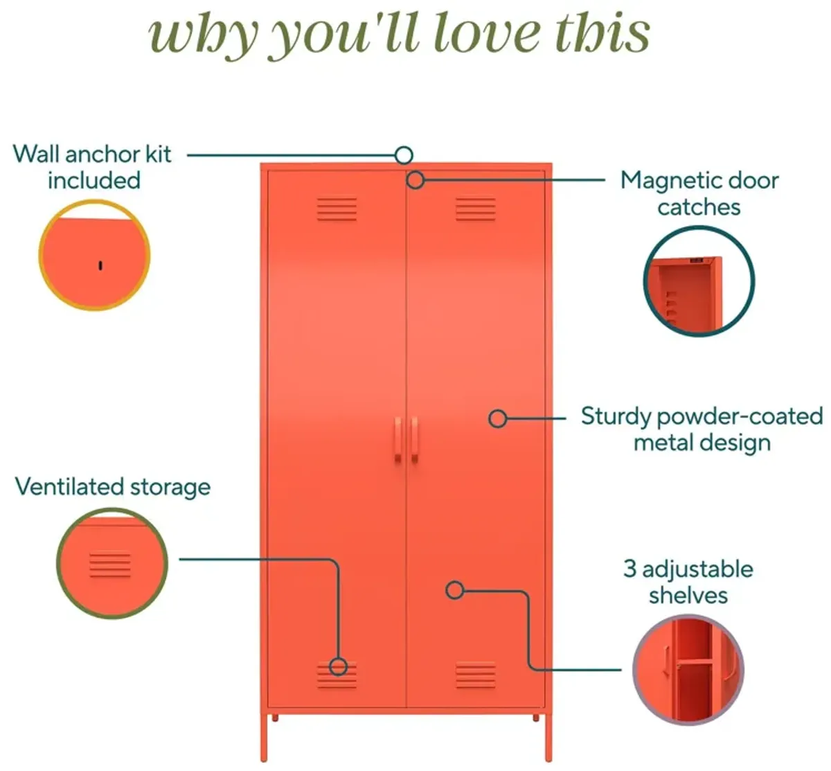 Cache Tall 2 Door Metal Locker Cabinet