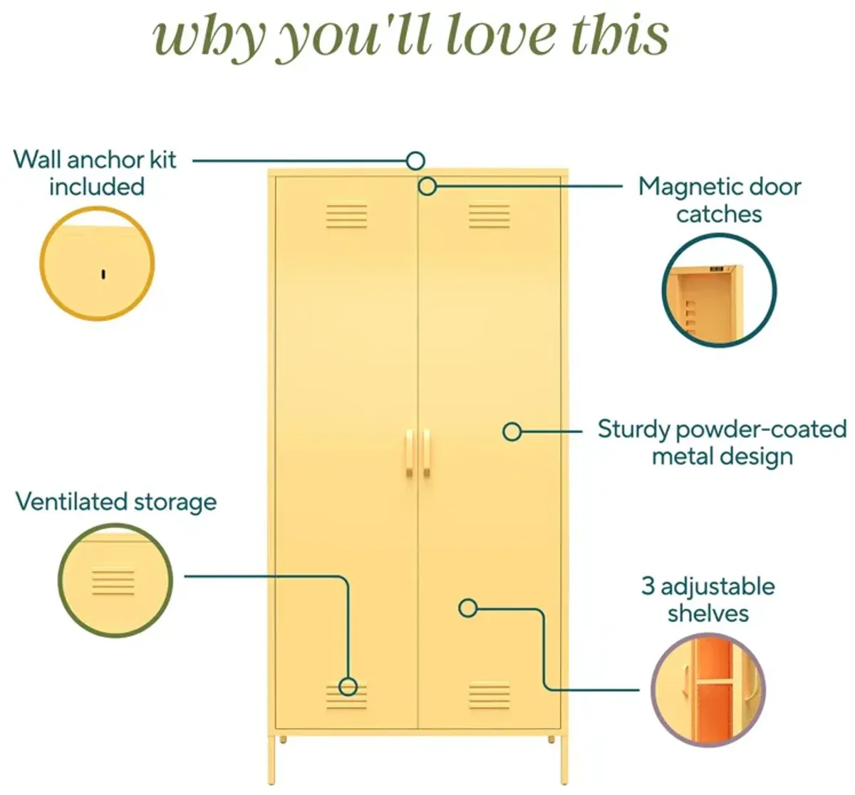 Cache Tall 2 Door Metal Locker Cabinet