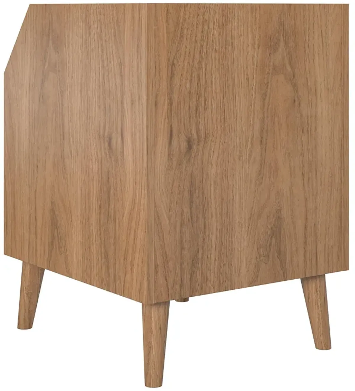 Magnolia Mid Century Modern End Table with Open Shelf and Closed Storage