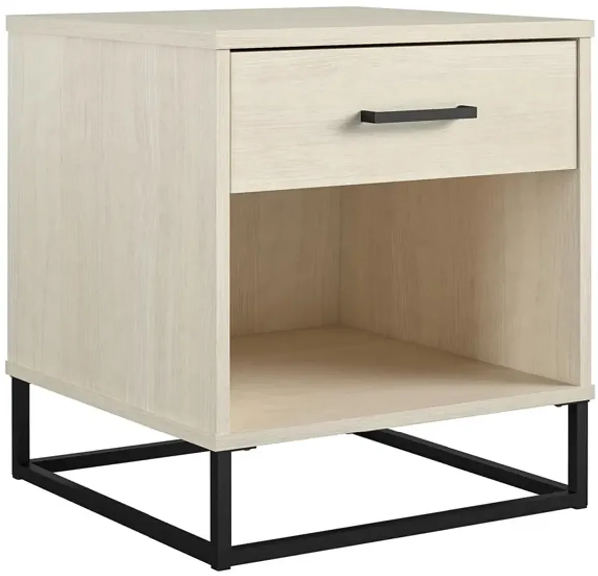 Kelly Nightstand with 1 Drawer and a Black Metal Base