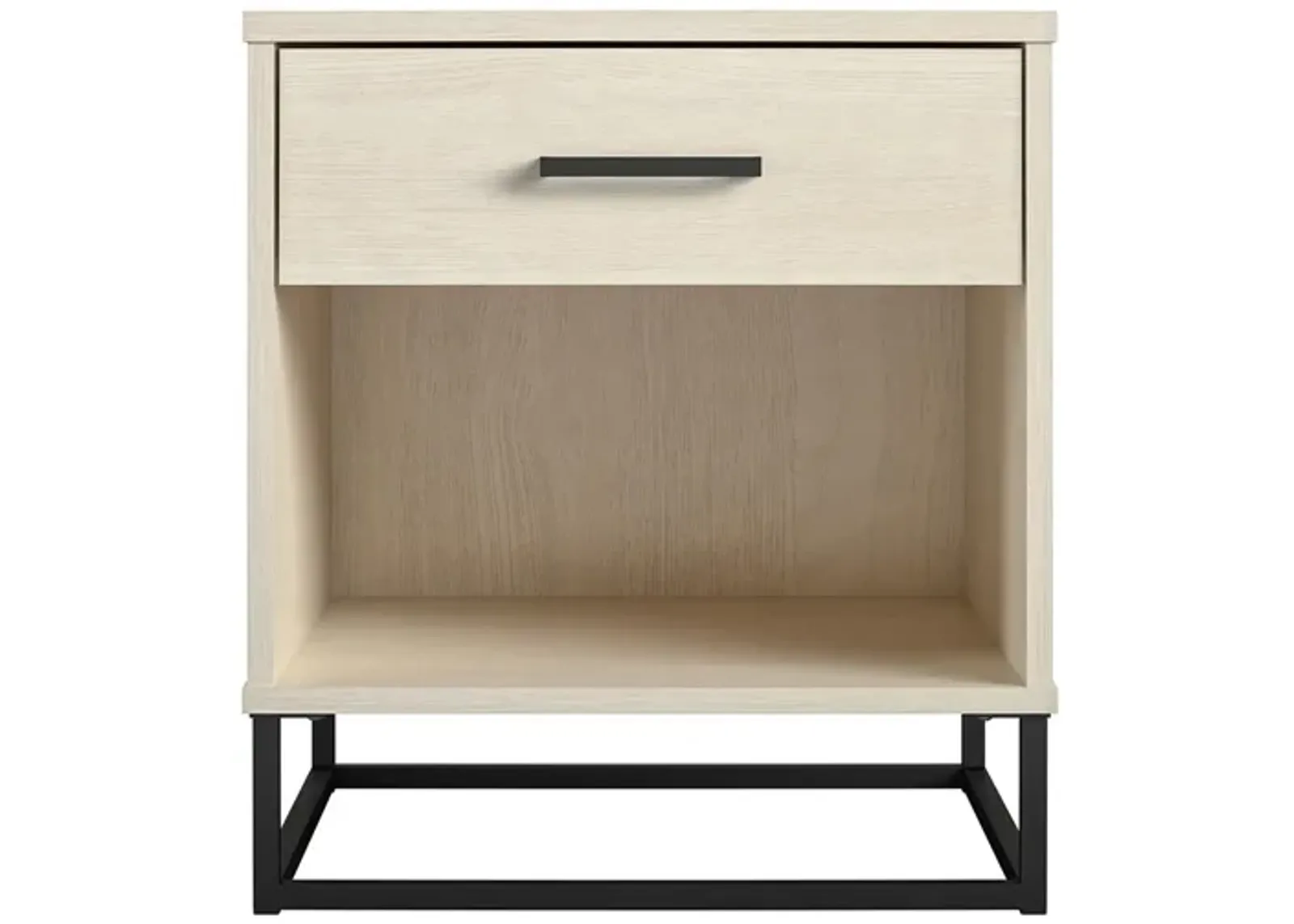 Kelly Nightstand with 1 Drawer and a Black Metal Base