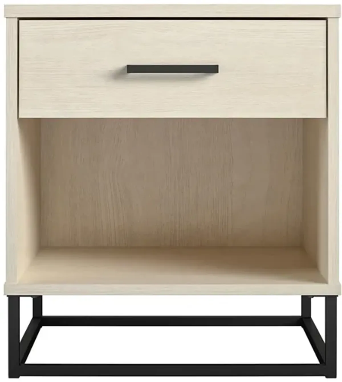 Kelly Nightstand with 1 Drawer and a Black Metal Base