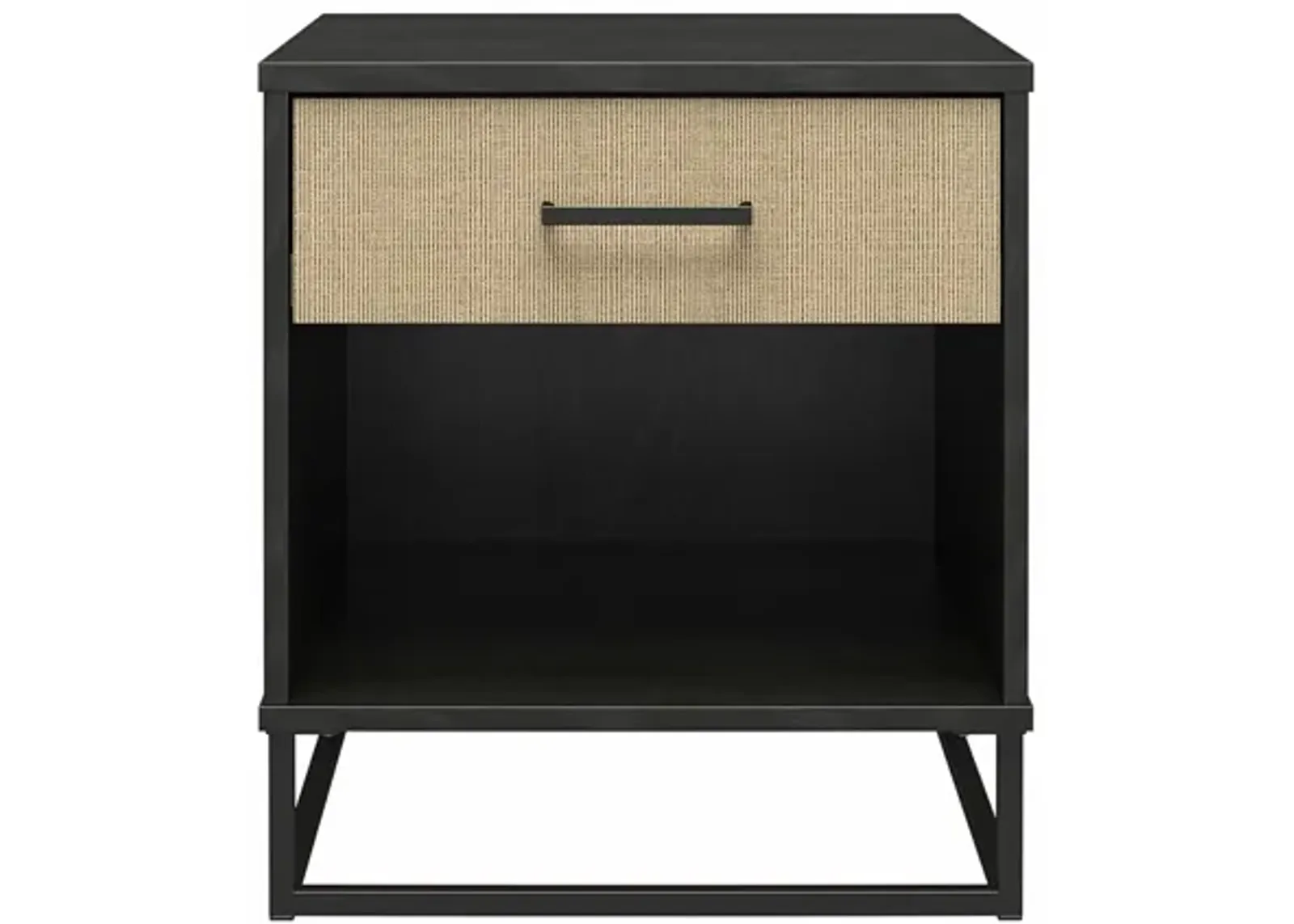 Kelly Nightstand with 1 Drawer and a Black Metal Base