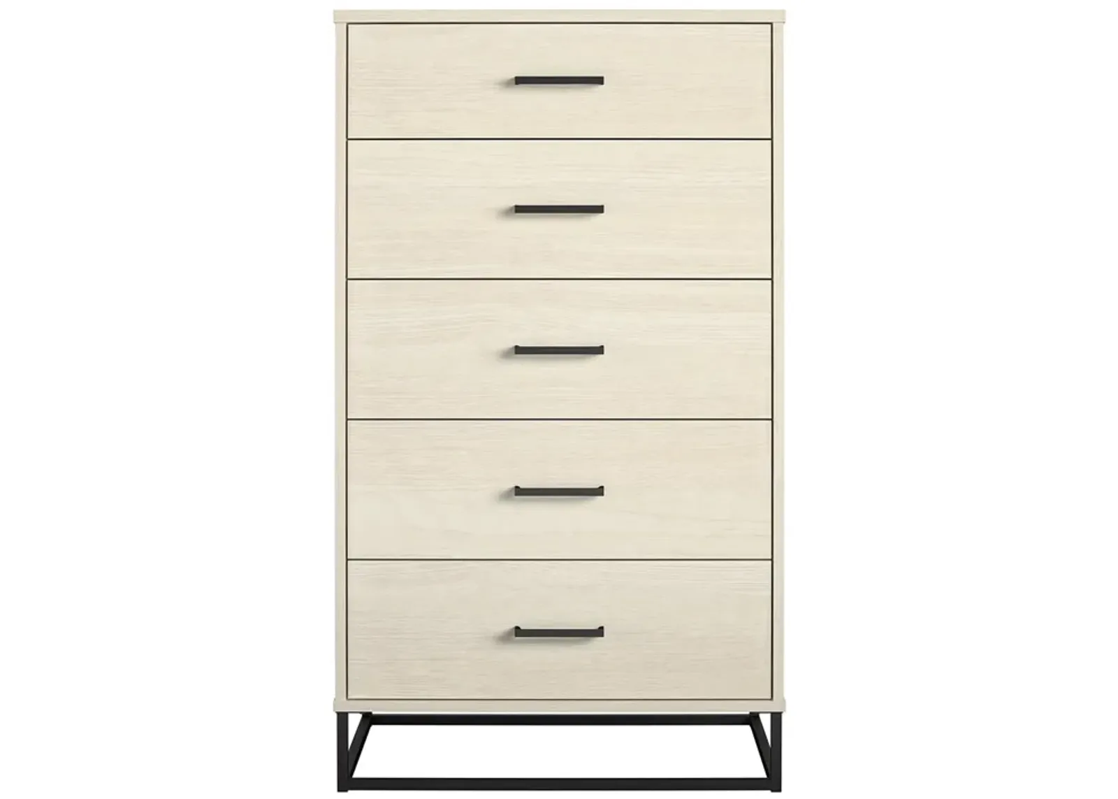 Kelly 5 Drawer Dresser With a Metal Hardware and Base