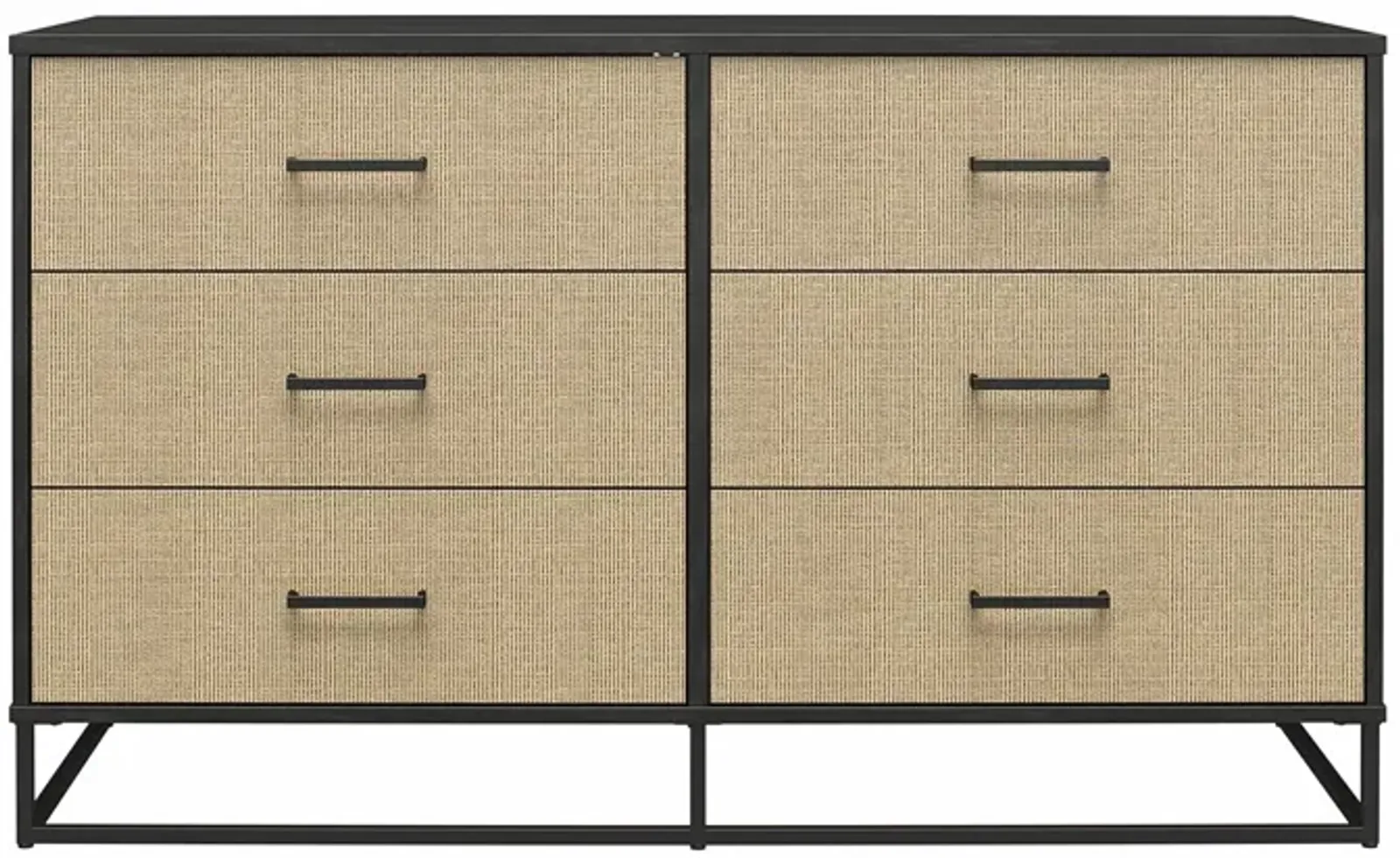 Kelly 6 Drawer Dresser With Metal Hardware and Base