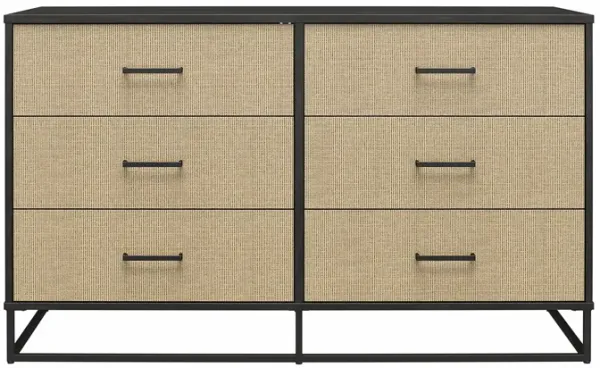Kelly 6 Drawer Dresser With Metal Hardware and Base