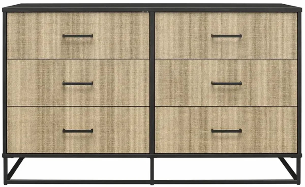 Kelly 6 Drawer Dresser With Metal Hardware and Base