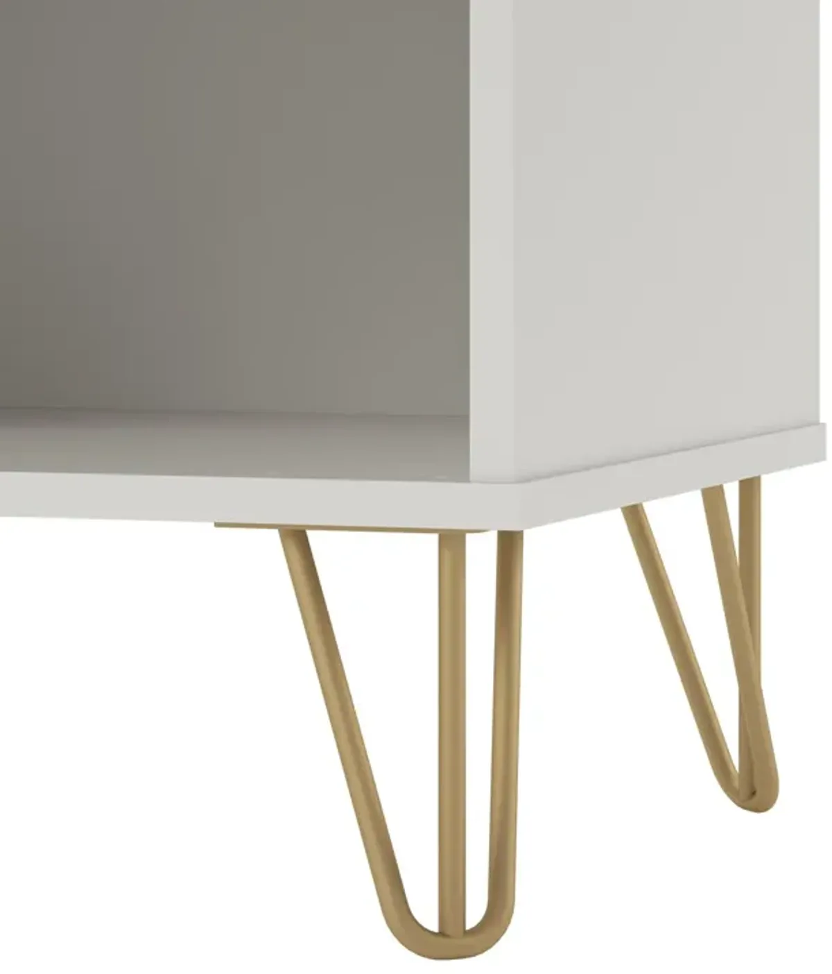 Finley Nightstand with 1 Drawer and Gold Hairpin Legs