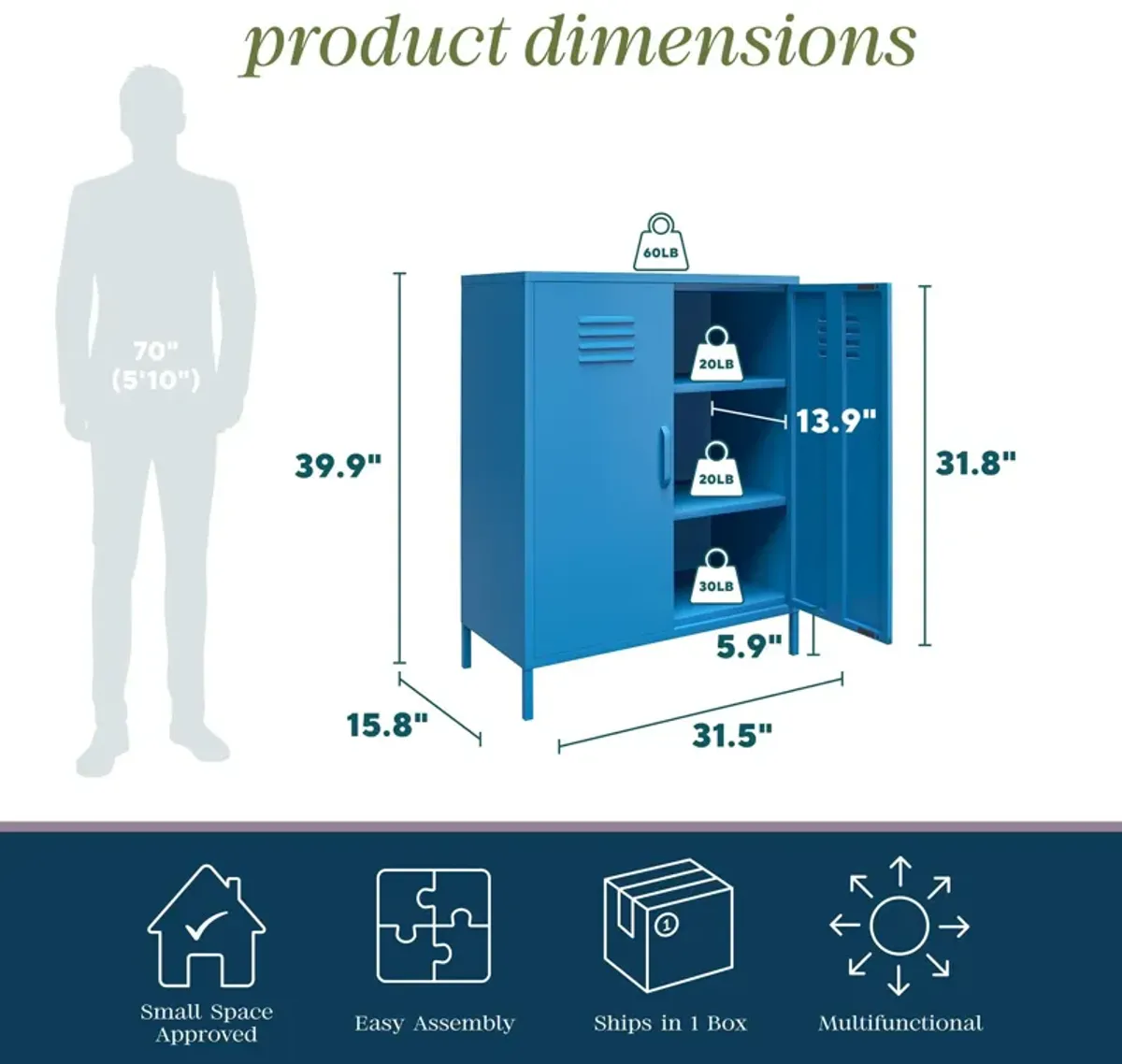 Cache 2 Door Metal Locker Storage Cabinet