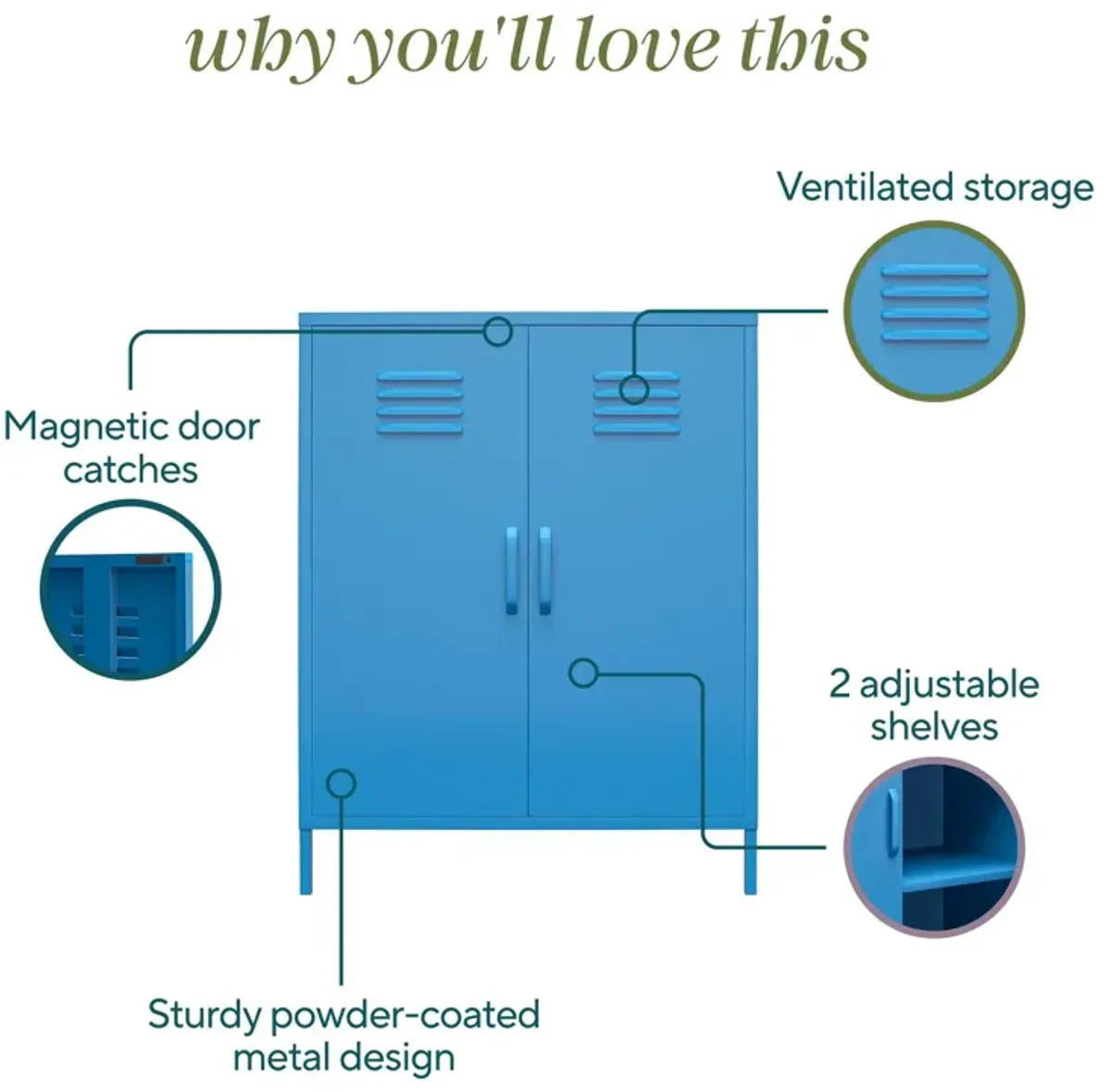 Cache 2 Door Metal Locker Storage Cabinet