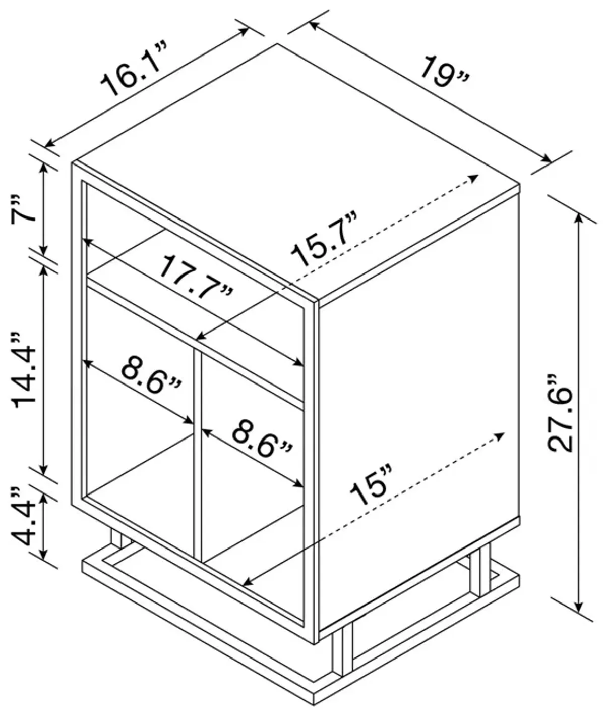 Regal Turntable Stand with 3 Open Cubbies