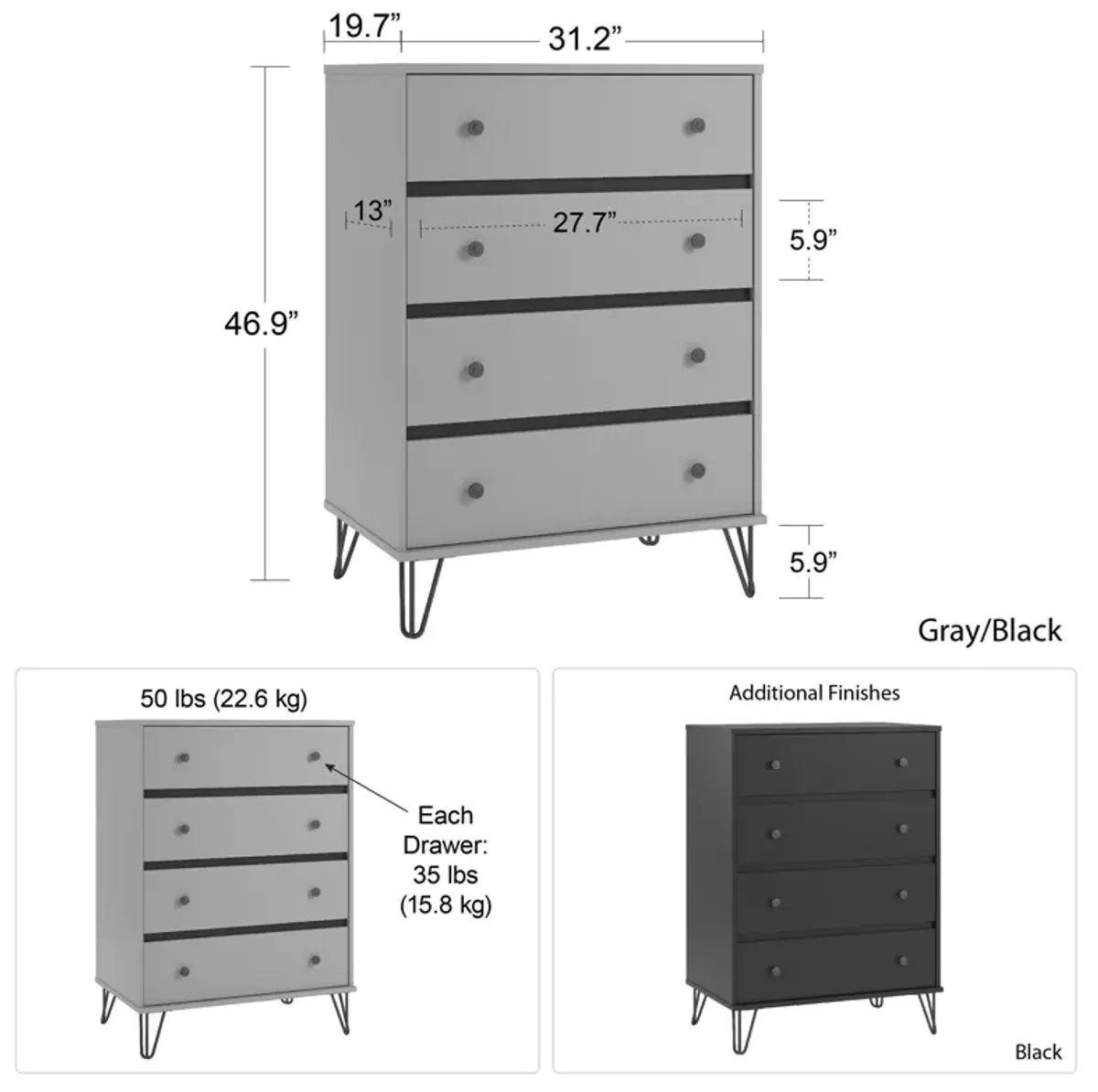 Owen 4 Drawer Dresser