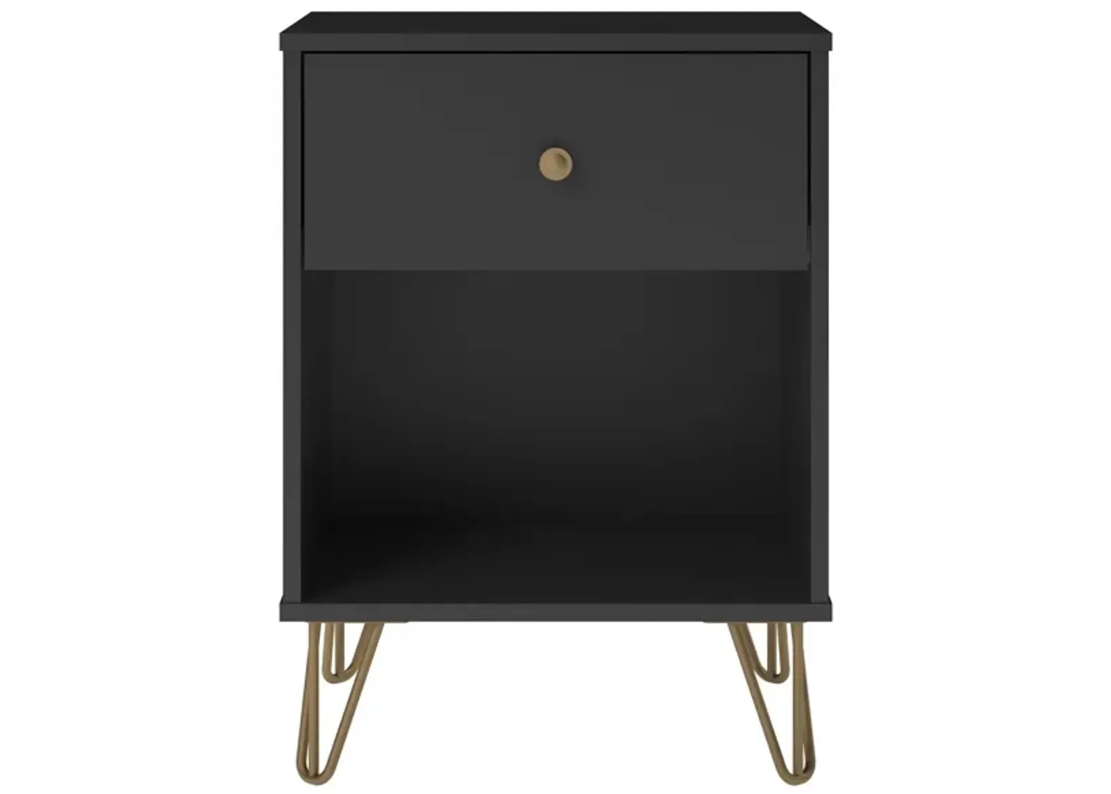 Owen Nightstand with 1 Drawer and Gold Hairpin Legs