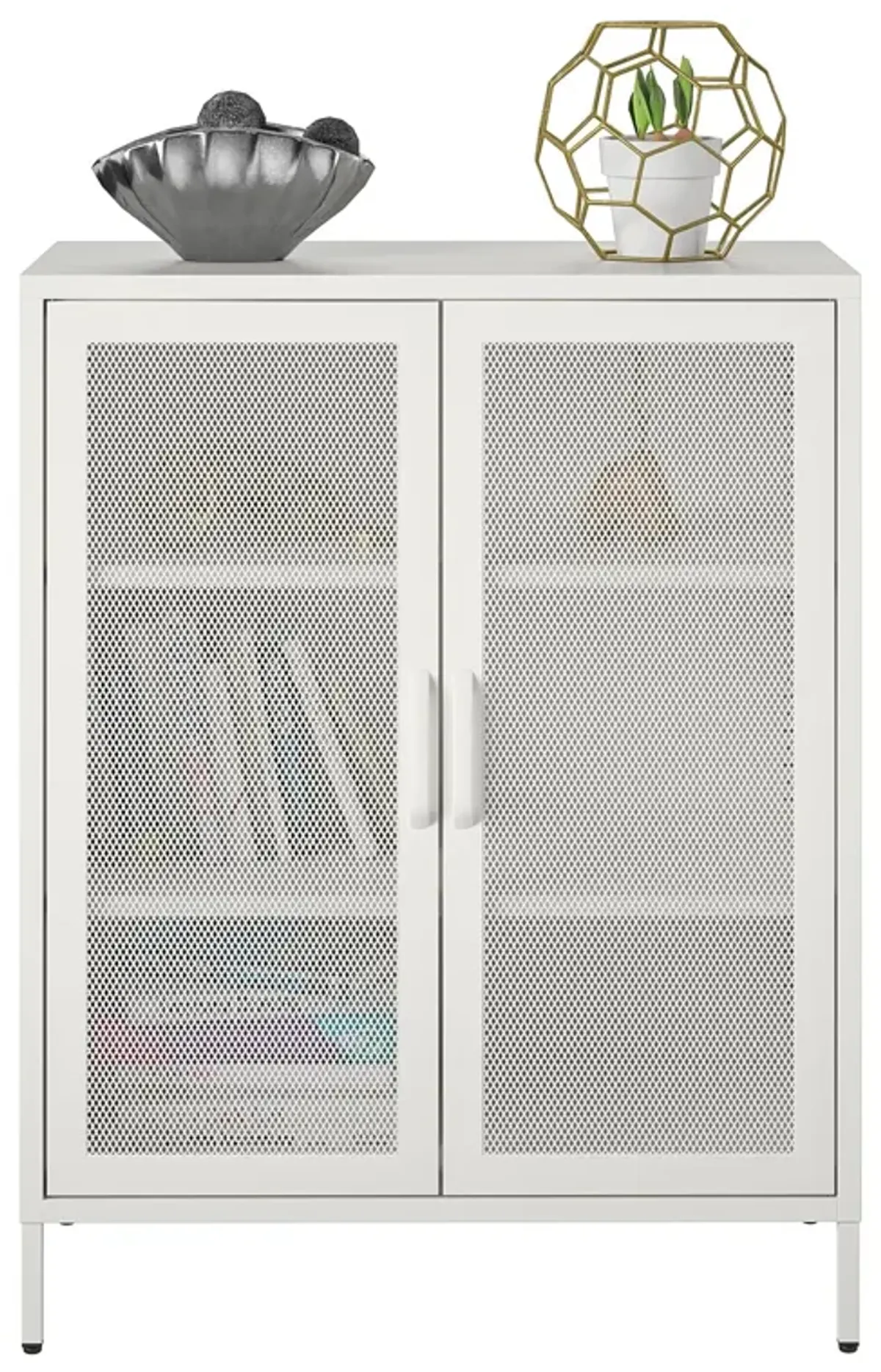 Shadwick 2 Door Metal Locker Accent Storage Cabinet-Mesh Metal Doors