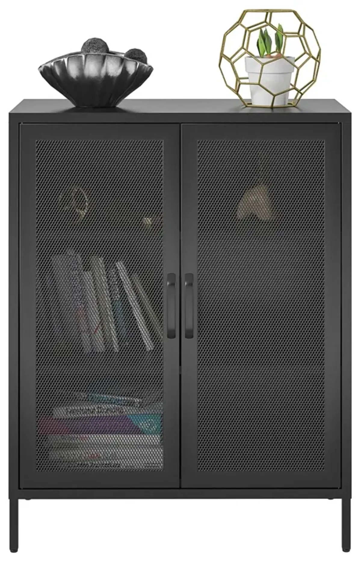 Shadwick 2 Door Metal Locker Accent Storage Cabinet-Mesh Metal Doors