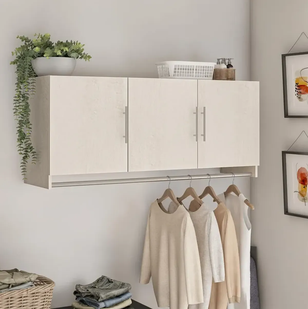 Camberly 3 Door Wall Cabinet with Hanging Rod