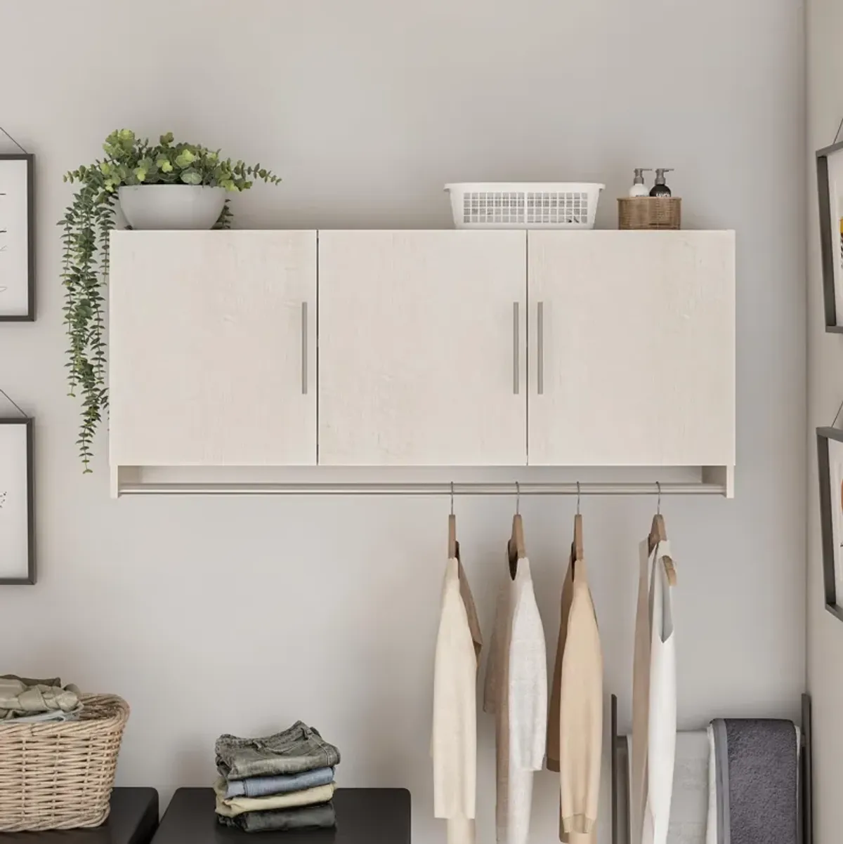 Camberly 3 Door Wall Cabinet with Hanging Rod