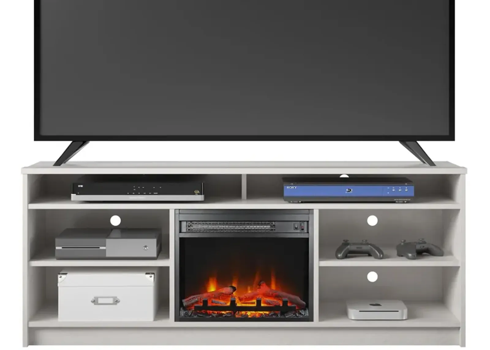 Hendrix 65 Inch TV Stand with Electric Fireplace Insert and 6 Shelves