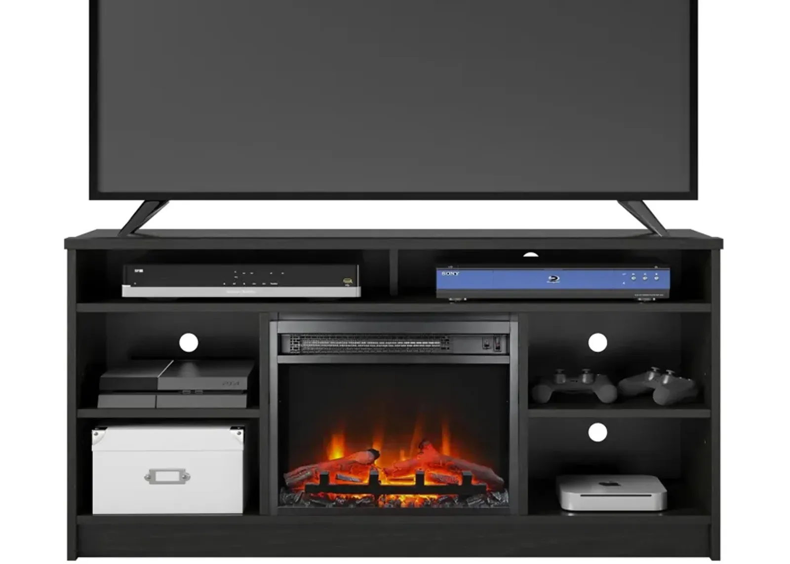 Hendrix 55 Inch TV Stand with Electric Fireplace Insert and 6 Shelves