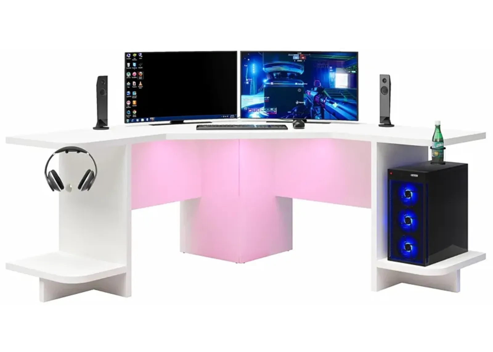 Mod Corner Gaming Desk with LED Light Kit