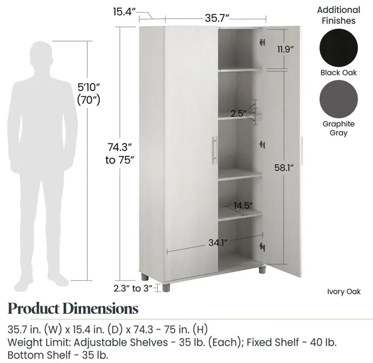 Camberly 36 Inch Utility Storage Cabinet