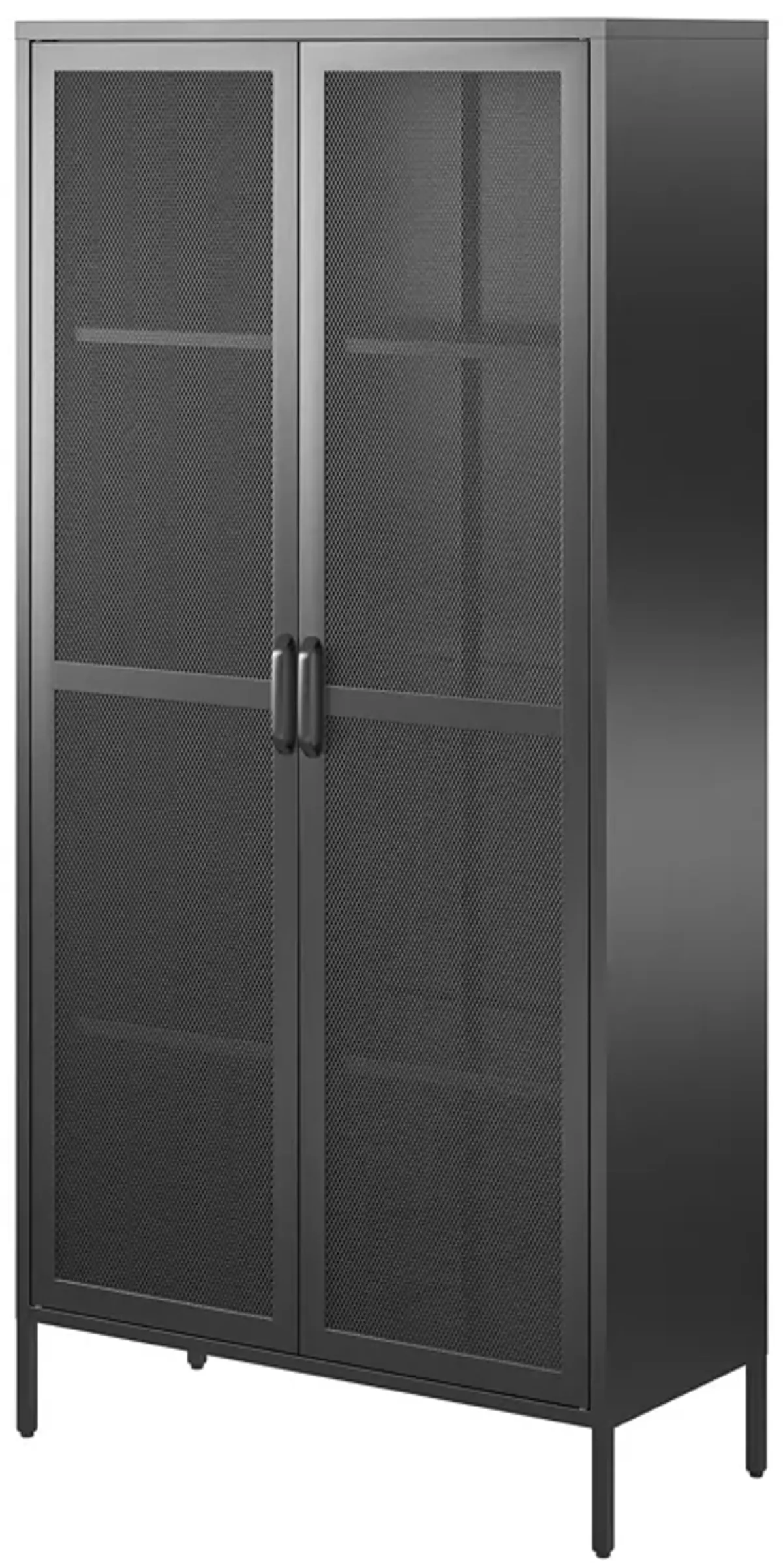 Shadwick 2 Door Tall Metal Locker Style Storage Cabinet-Mesh Metal Doors