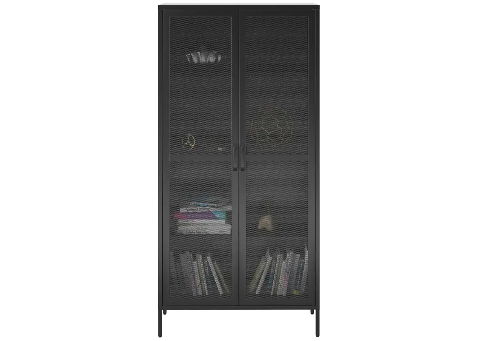 Shadwick 2 Door Tall Metal Locker Style Storage Cabinet-Mesh Metal Doors