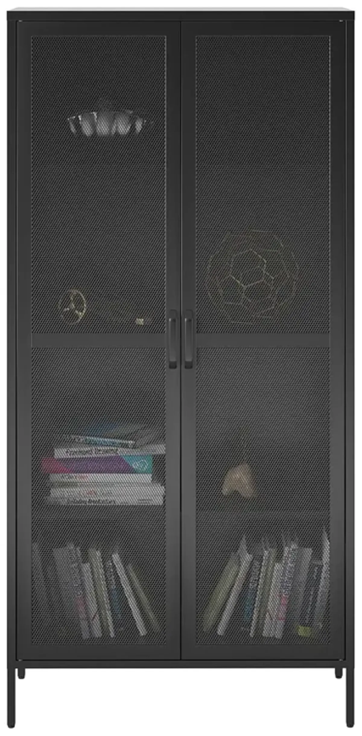 Shadwick 2 Door Tall Metal Locker Style Storage Cabinet-Mesh Metal Doors