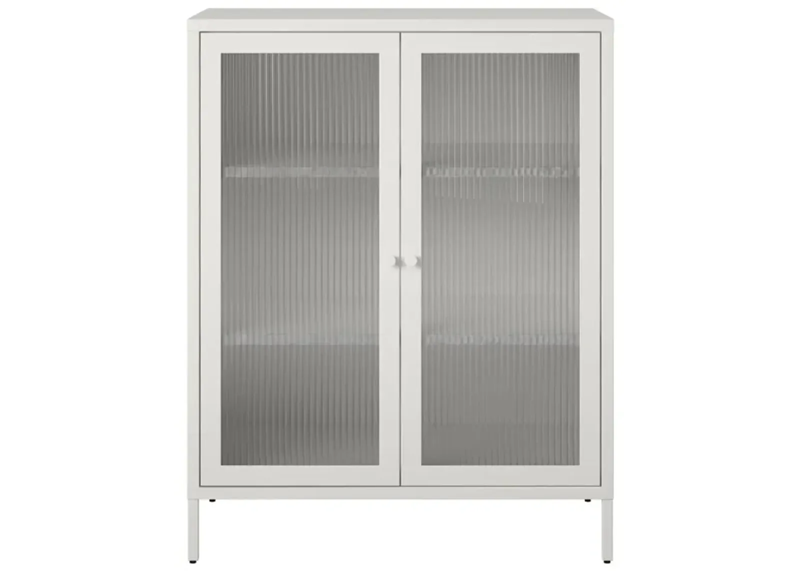 Shadwick 2 Door Metal Locker Accent Storage Cabinet-Fluted Glass Doors