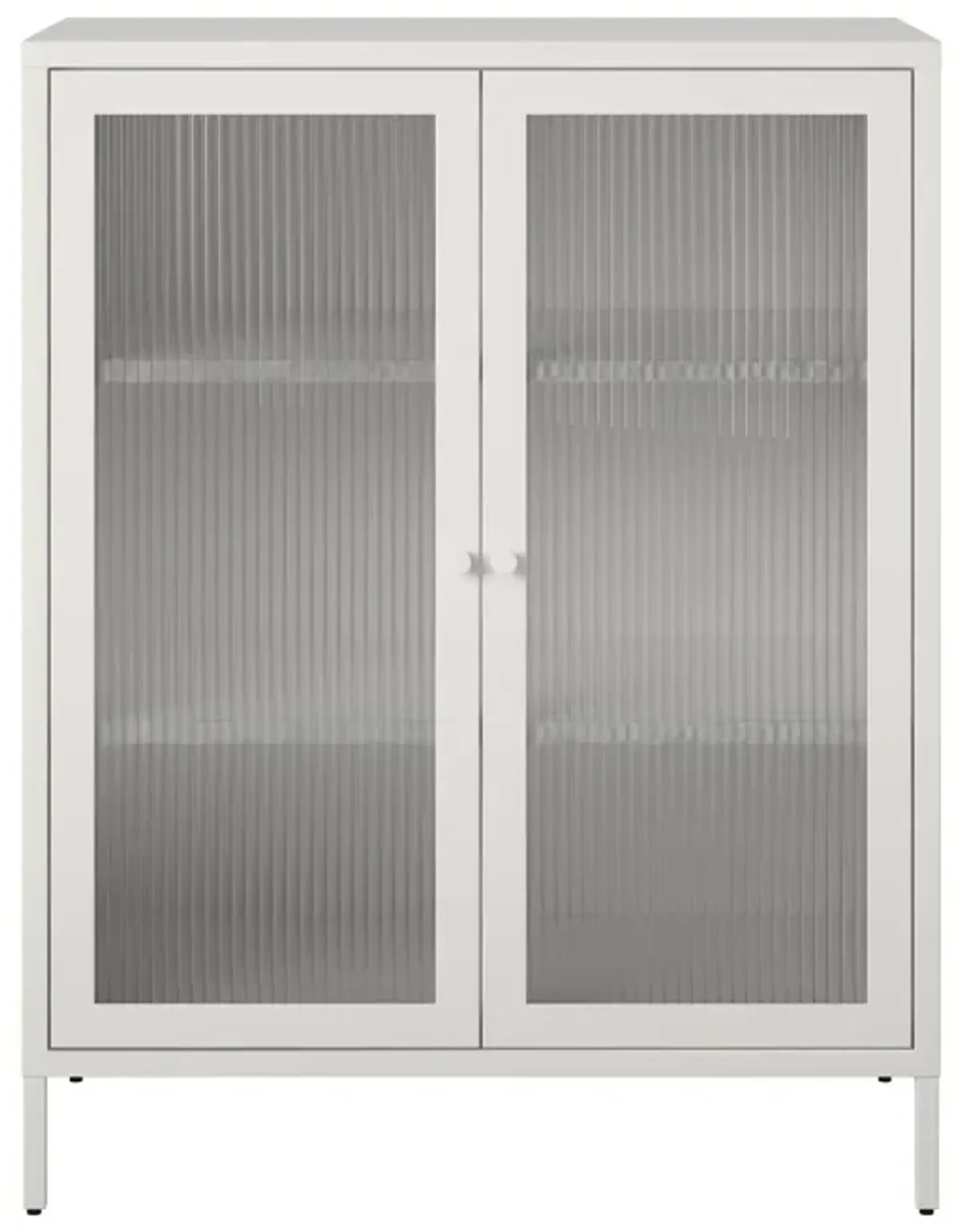 Shadwick 2 Door Metal Locker Accent Storage Cabinet-Fluted Glass Doors