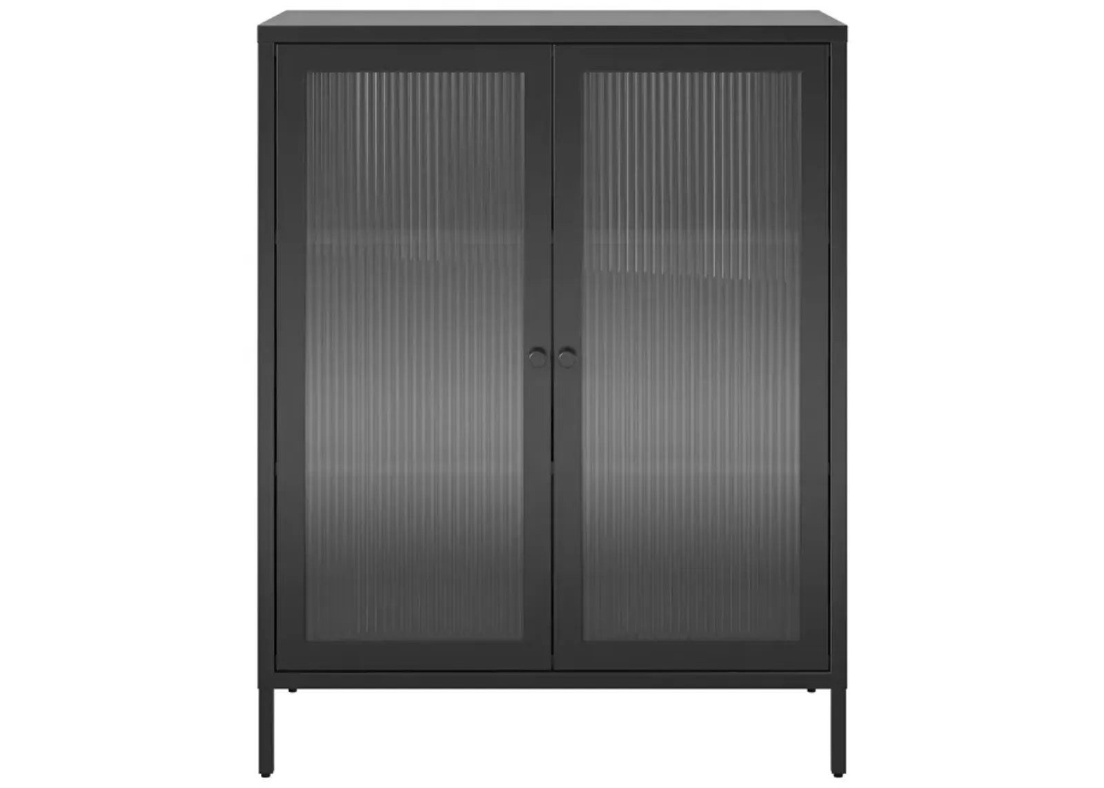 Shadwick 2 Door Metal Locker Accent Storage Cabinet-Fluted Glass Doors