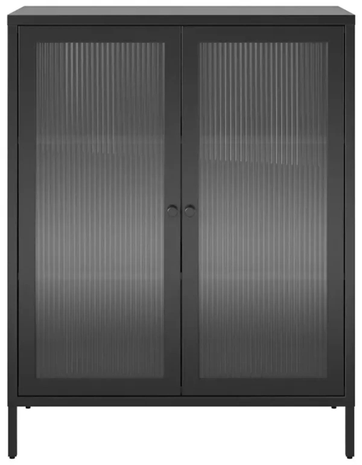 Shadwick 2 Door Metal Locker Accent Storage Cabinet-Fluted Glass Doors