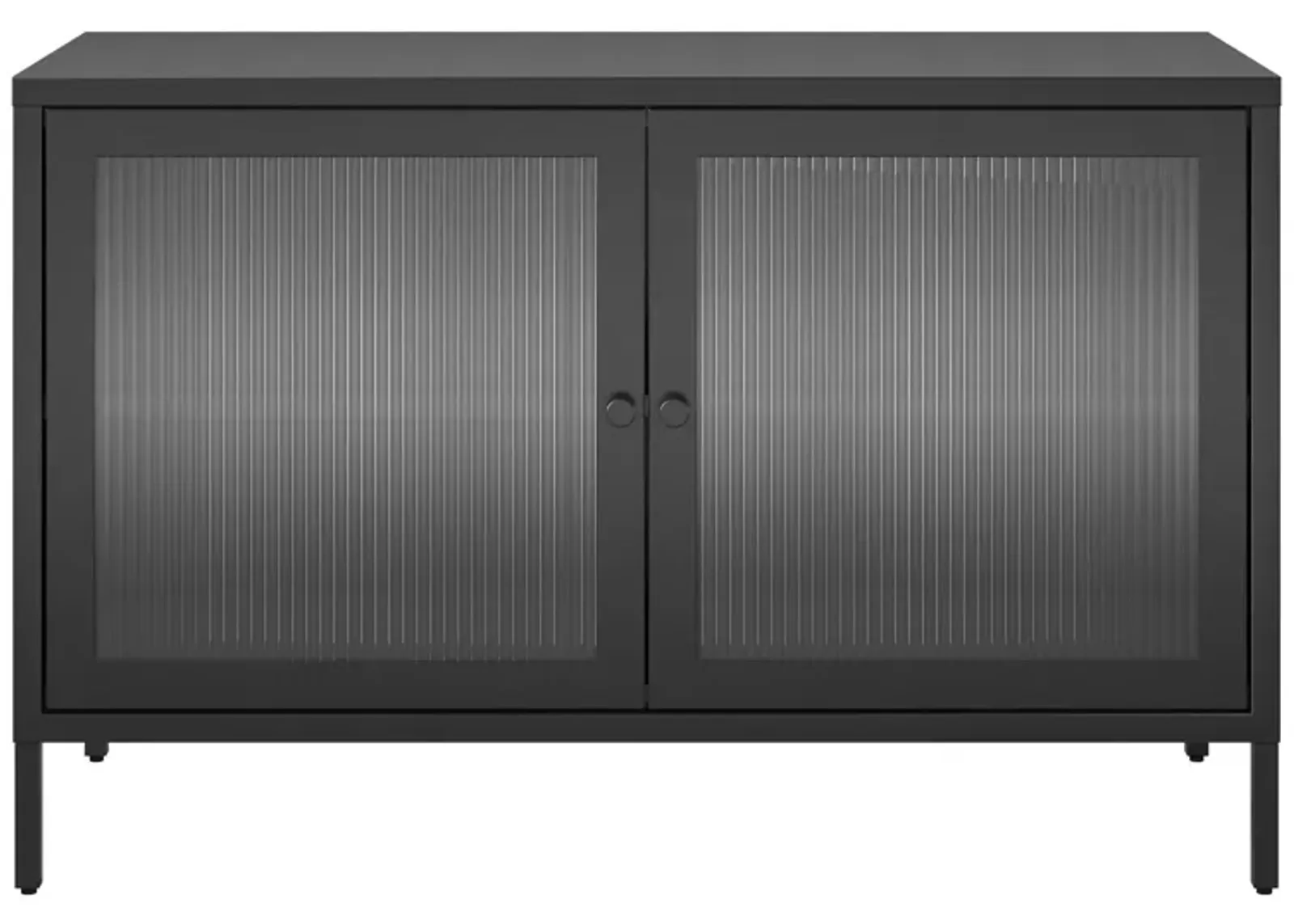 Shadwick 2 Door Wide Metal Locker Storage Accent Cabinet-Fluted Glass Doors