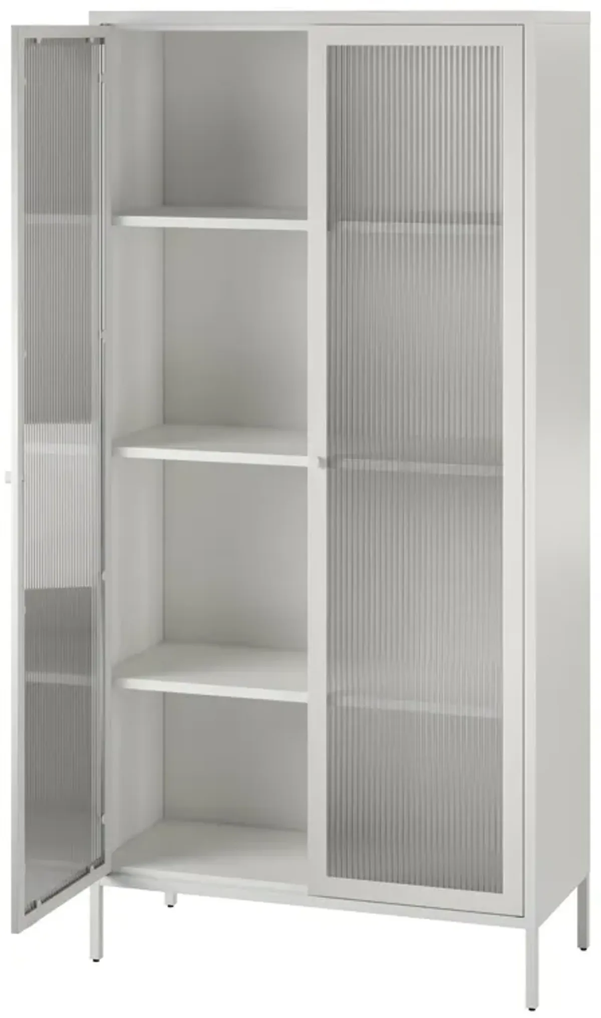 Shadwick 2 Door Tall Metal Locker Style Storage Cabinet-Fluted Glass Doors