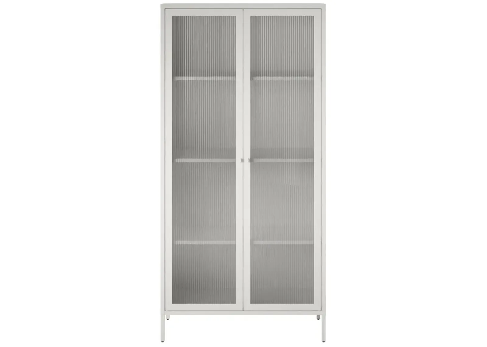 Shadwick 2 Door Tall Metal Locker Style Storage Cabinet-Fluted Glass Doors