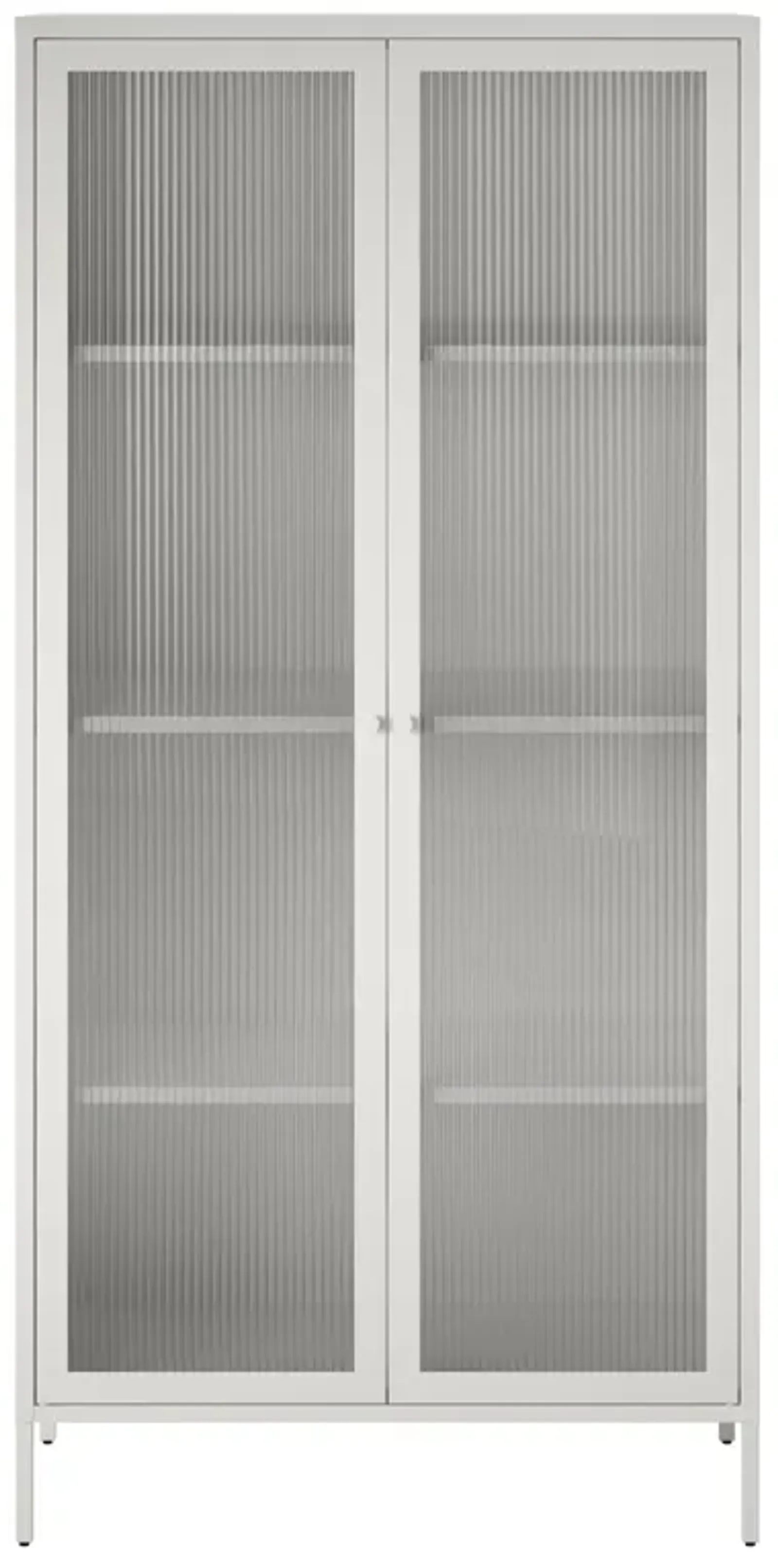 Shadwick 2 Door Tall Metal Locker Style Storage Cabinet-Fluted Glass Doors