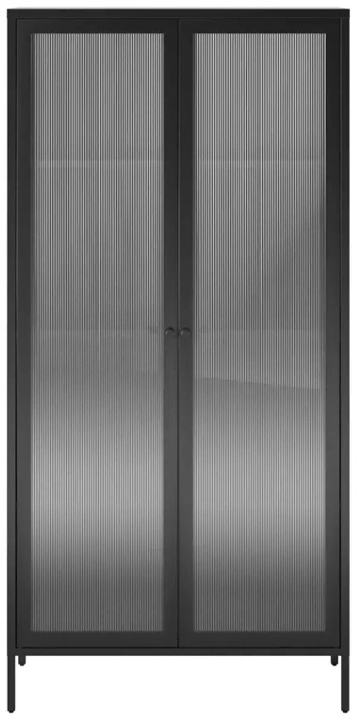 Shadwick 2 Door Tall Metal Locker Style Storage Cabinet-Fluted Glass Doors