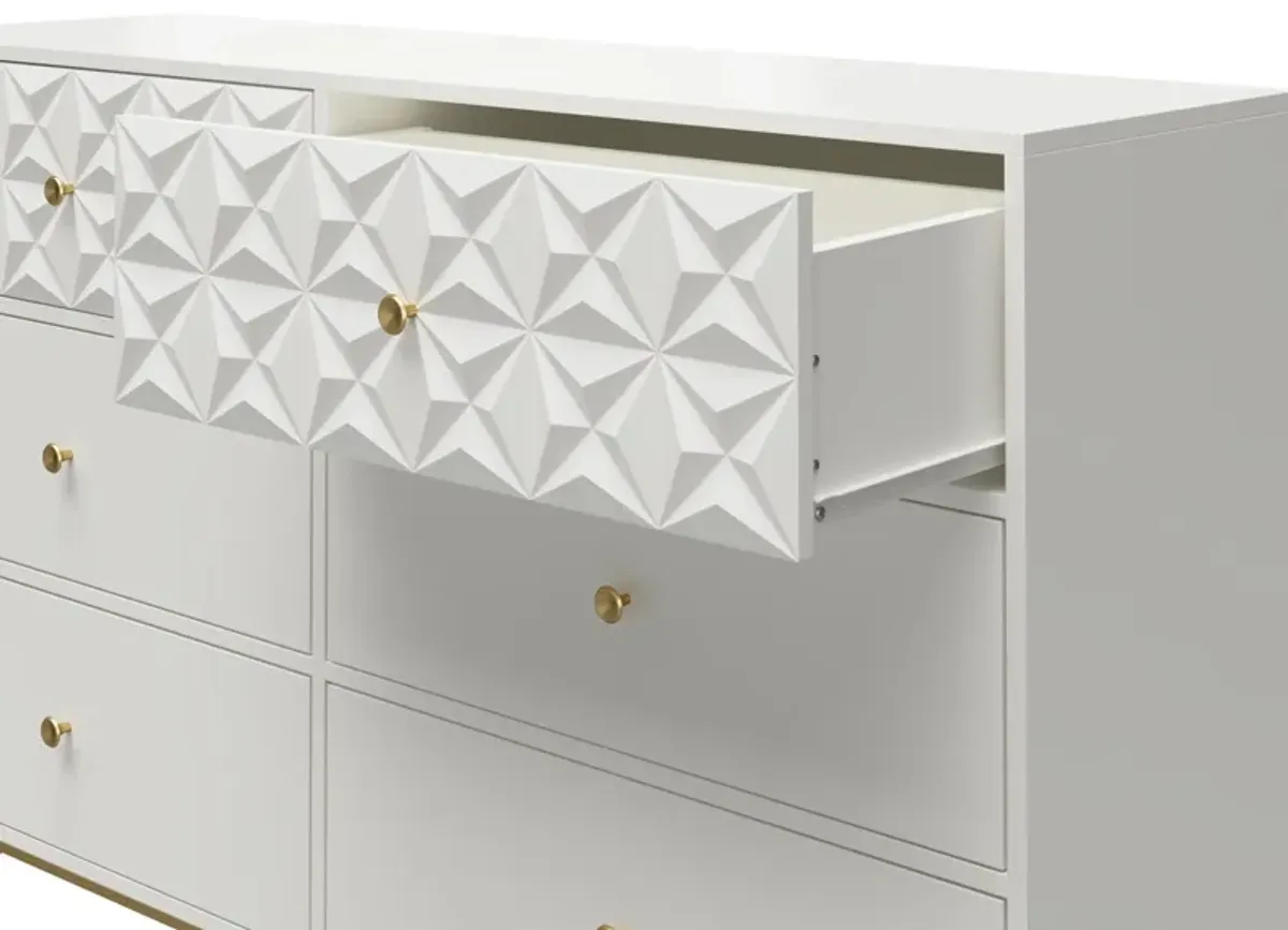 Blair 6 Drawer Dresser with Gold Geometirc Base