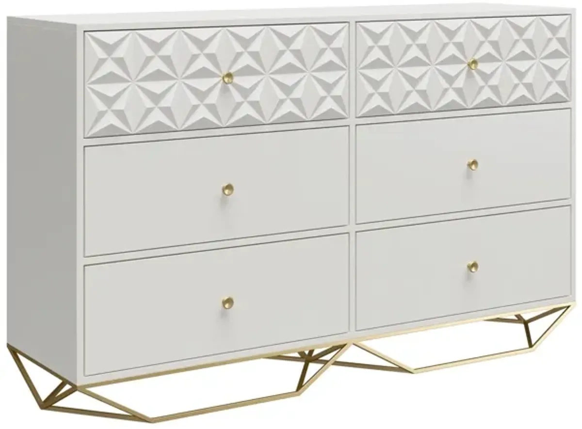 Blair 6 Drawer Dresser with Gold Geometirc Base