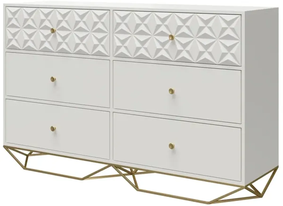 Blair 6 Drawer Dresser with Gold Geometirc Base